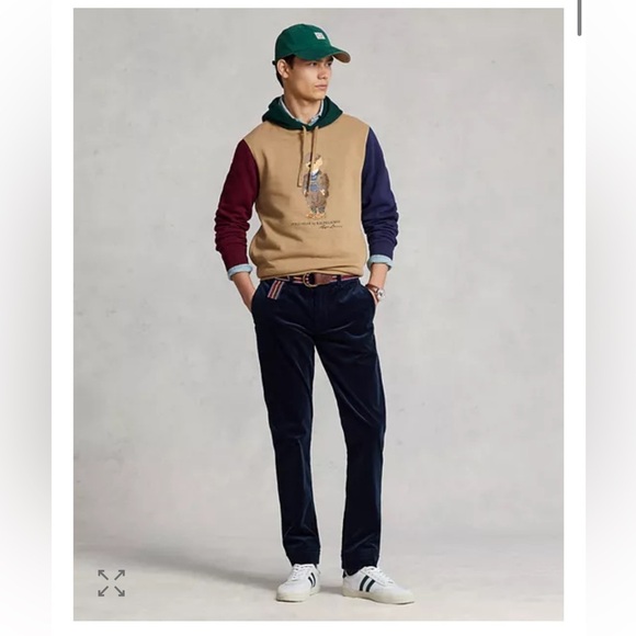 Polo Ralph Lauren Fleece Color Blocked Polo Bear Print Hoodie Size Large - Picture 12 of 12